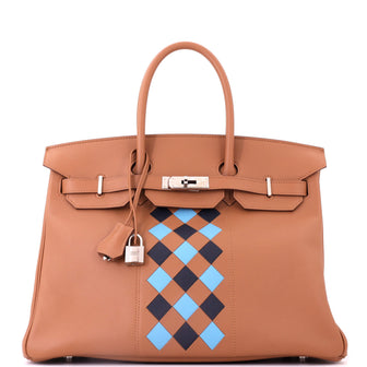 Hermes Birkin Handbag Tressage Brown Swift and Palladium Hardware 35