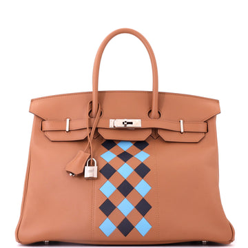 Hermes Birkin Handbag Tressage Brown Swift and Palladium Hardware 35