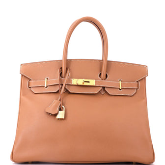 Hermes Birkin Handbag Brown Courchevel with Gold Hardware 35