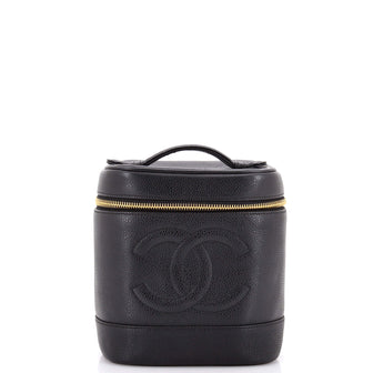Chanel Vintage Timeless Cosmetic Case Caviar Tall