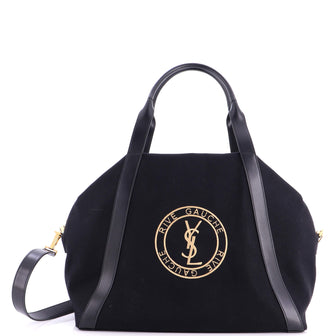 Saint Laurent Rive Gauche Bowling Bag Embroidered Canvas