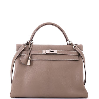 Hermes Kelly Handbag Grey Chevre de Coromandel with Palladium Hardware 32