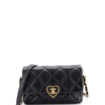 Chanel Coco Love CC Heart Flap Bag Quilted Lambskin Small