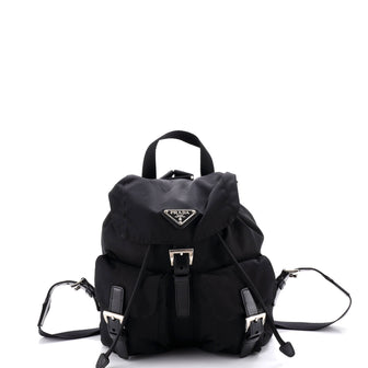 Prada Double Front Pocket Backpack Tessuto Small