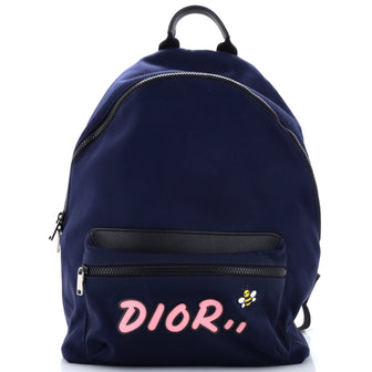 Christian Dior KAWS Bee Rider Backpack Nylon with Applique Large