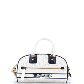 Christian Dior Vibe Zip Bowling Bag Oblique Perforated and Embossed Calfskin Small