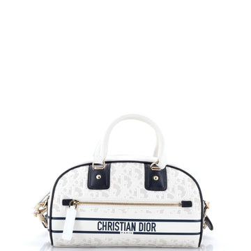 Christian Dior Vibe Zip Bowling Bag Oblique Perforated and Embossed Calfskin Small