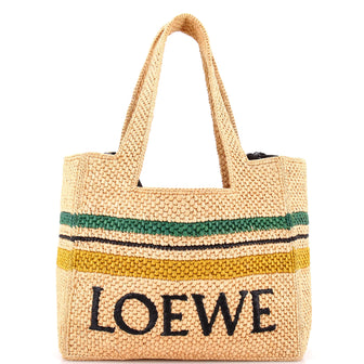 Loewe Paula's Ibiza Logo Convertible Tote Raffia Medium