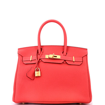 Hermes Birkin Handbag Red Togo with Gold Hardware 30