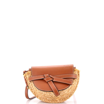 Loewe Gate Leather Shoulder Leather with Raffia Mini
