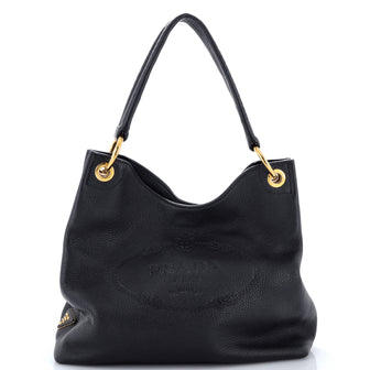 Prada Logo Hobo Embossed Vitello Daino Medium