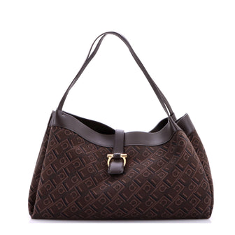 Salvatore Ferragamo Gancini Shoulder Tote Bag Gancini Jacquard Medium