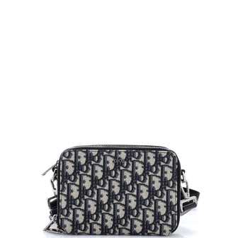Christian Dior Double Zip Crossbody Pouch Oblique Canvas