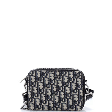 Christian Dior Double Zip Crossbody Pouch Oblique Canvas