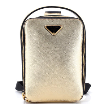 Prada Brique Top Handle Sling Bag Saffiano Leather