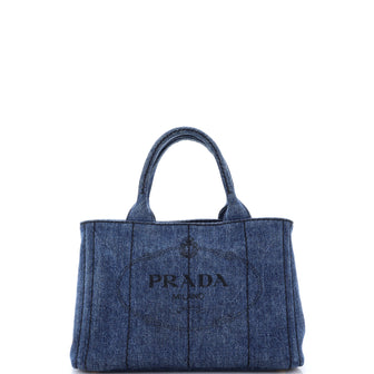 Prada Canapa Convertible Tote Denim Mini