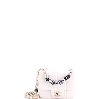 Chanel Monacoco Logo Blocks Square Flap Bag Quilted Lambskin with Resin Mini
