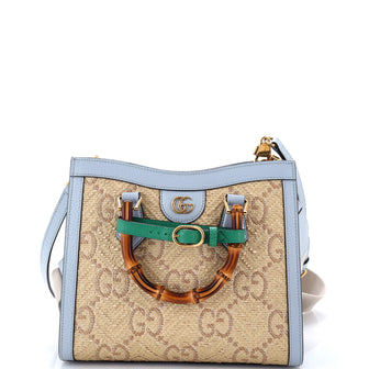 Gucci Diana NM Bamboo Handle Tote GG Raffia Small
