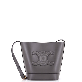 Celine Cuir Triomphe Bucket Bag Leather Small