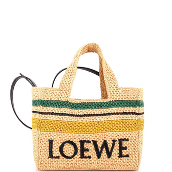 Loewe Paula's Ibiza Logo Convertible Tote Raffia Small