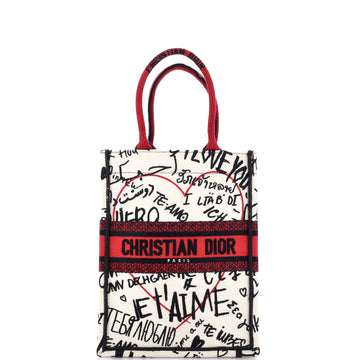 Christian Dior Book Tote Embroidered Canvas Vertical