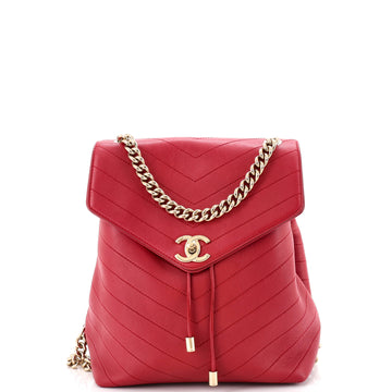 Chanel Coco Chevron Backpack Stitched Calfskin Small