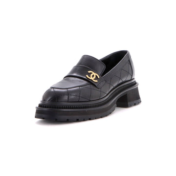 Chanel Women's CC Loafers Quilted Leather