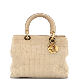 Christian Dior Vintage Lady Dior Bag Cannage Quilt Nylon Medium