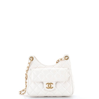 Chanel Wavy CC Hobo Quilted Crumpled Calfskin Small