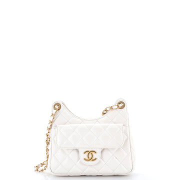 Chanel Wavy CC Hobo Quilted Crumpled Calfskin Small