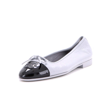 Chanel Women's CC Cap Toe Bow Ballerina Flats Leather and Patent