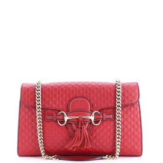 Gucci Emily Chain Flap Bag Microguccissima Leather Medium