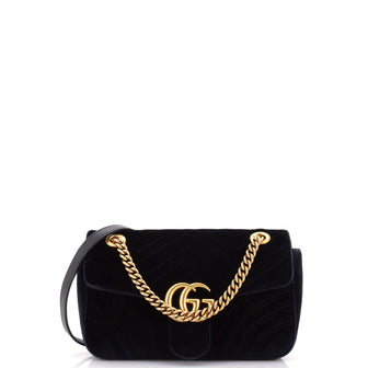 Gucci GG Marmont Flap Bag Matelasse Velvet Small