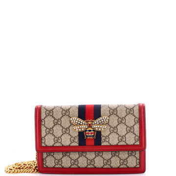 Gucci Queen Margaret Chain Wallet GG Coated Canvas Mini