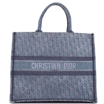 Christian Dior Book Tote Oblique Denim Large