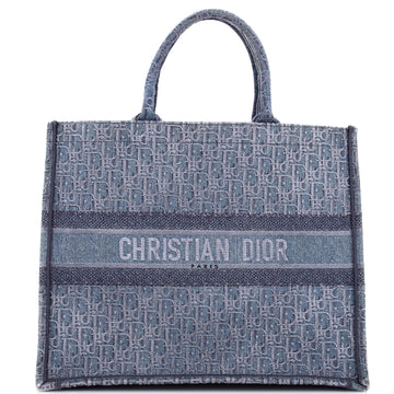 Christian Dior Book Tote Oblique Denim Large