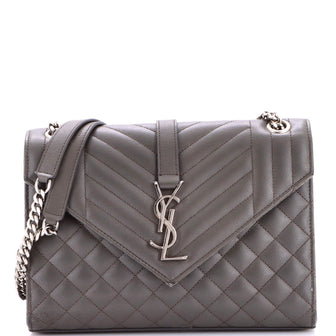 Saint Laurent Classic Monogram Envelope Satchel Mixed Matelasse Leather Medium