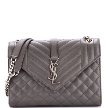 Saint Laurent Classic Monogram Envelope Satchel Mixed Matelasse Leather Medium