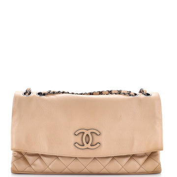 Chanel Hamptons Foldover Flap Bag Quilted Calfskin Medium