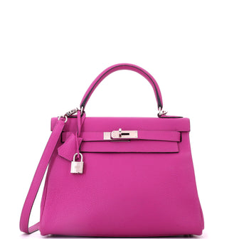 Hermes Kelly Handbag Pink Togo with Palladium Hardware 28