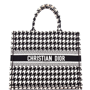 Christian Dior Book Tote Houndstooth Canvas Large