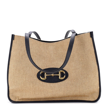 Gucci Horsebit 1955 Tote Canvas and Leather Medium