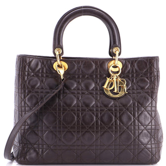 Christian Dior Vintage Lady Dior Bag Cannage Quilt Lambskin Large