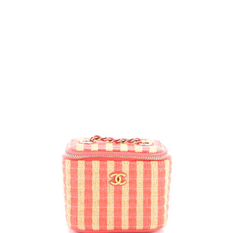 Chanel Classic Vanity Case with Chain Striped Raffia and Jute Mini