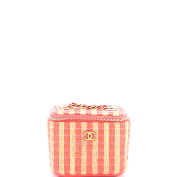 Chanel Classic Vanity Case with Chain Striped Raffia and Jute Mini