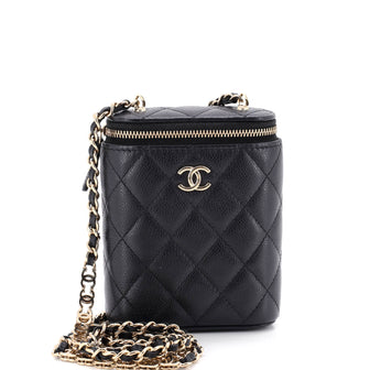 Chanel Vertical Classic Vanity Case with Chain Quilted Caviar Mini