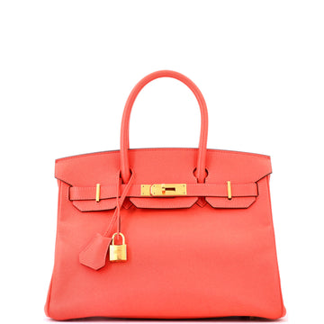 Hermes Birkin Handbag Red Epsom with Gold Hardware 30