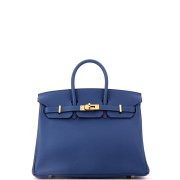 Hermes Birkin Handbag Blue Novillo with Gold Hardware 25