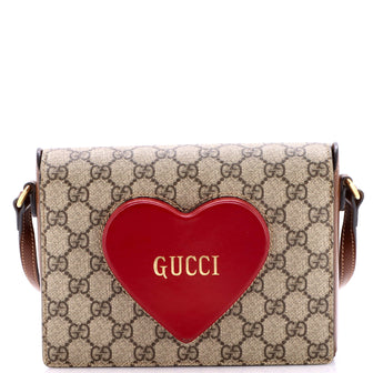 Gucci Logo Heart Crossbody Bag GG Coated Canvas