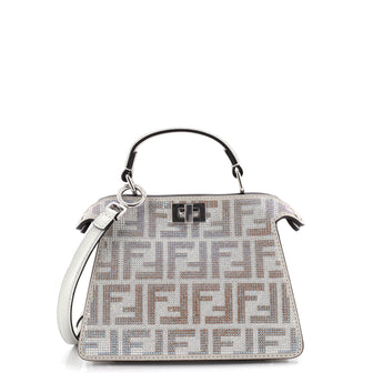 Fendi Peekaboo ISeeU Bag Zucca Crystal Embellished Suede Petite